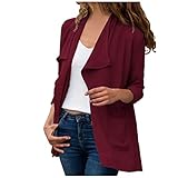 Bellelhot Herbst Winter Frauen Volltonfarbe Dünner Blazer Outwear Elegant Langarm Falten Ausschnitt Strickjacke Anzüge Mäntel Damen Freizeit Slim Fit Taschen Jacken Windbreaker Schlank Sakko Jack