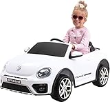 Actionbikes Motors Kinder Elektroauto VW Beetle Käfer - Lizenziert - 2 x 40 Watt Motoren - 2,4 Ghz Fernbedienung - Eva Vollgummi Reifen (Weiß)