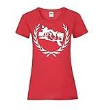Lorbeerkranz SPQR Rom Umriss Frauen Lady-Fit T-Shirt Rot XS
