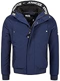 Indicode Herren Albany Jacke mit Kapuze & Reißverschluss | Regular Fit Herrenjacke mit Einer Polar-Fleece-Futter Kapuze Winterjacke Männerjacke Markenjacke Freizeitjacke für Männer Navy XXL