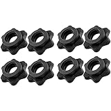 Hainice Hantelstangen Mutter Hantel Sechskantmutter Anti-rutsch-sternverschlüsse Für Langhanteltraining Übung Hantelstange Schwarz 2,5 cm 8p