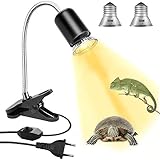 Schildkröte Wärmelampe Reptilien Heizlampe, E27 UVA/UVB Wärmespotlampe 50W+50W Terrarium Waermelampe mit Clip für Reptilien Eidechsen schildkröten Schlangen Chamäleon Amphibien usw