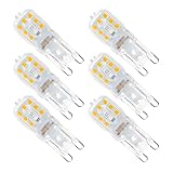 G9 LED Birne Warmweiß kleine Glühbirne 2835 leds Birne Leuchtmittel 5W Lampe 300Lm hell Beleuchtung ersetz 40W Halogenlampen Nicht Dimmbar 6er Pack