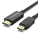 DisplayPort auf HDMI Adapter Kabel,Display Port auf HDMI 1,8m, Männlich DP 1.2 to HDMI 1.4 Cable,1080P@60Hz Video Stecker für Laptop,PC,Desktop in zu TV,Monitor,Projektor O