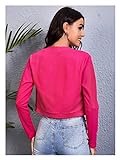 YuYLin Massive offene Front-Ernte-Jacke lässig Mode cool (Color : Hot Pink, Size : L)
