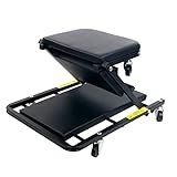 FreeTec Faltbar Rollbrett Werkstattliege 2 in 1 Sitz bis 150kg Platzsparender 40 Zoll 360° Lenkrollen Rolliege Werkstatthock