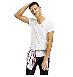 Tommy Jeans Herren TJM Slim Jaspe V Neck T-Shirt, weiß, M