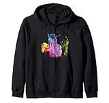 3 Pferde bunte Aquarellmalerei niedliche Pferdeliebhaber Kapuzenjack