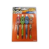 Lively Moments Star Wars The Clone Wars 4 Kugelschreiber / Schreibset / Stifte zum Anstecken Stifte mit Savage Opress, Aurra Sing, Clone Trooper & General G