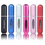Parfüm-Zerstäuber-Flaschen, 5 ml, nachfüllbar, tragbar, Parfümglasflasche, einfach zu befüllen, Duft, Aftershave, Pump-Etui, Reisebeutel, mehrfarbig (6er-Pack)