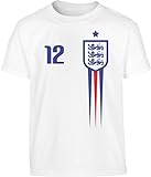 England Fußball EM Fantrikot Fan-Shirt Kleinkind Kinder Jungen T-Shirt 128 Weiß