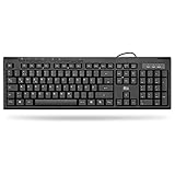 Rii RK907 Tastatur USB, Kabelgebundene Tastatur PC, Business Slim Tastatur mit Kabel für Mac/PC/Tablet/Windows/Android/Microsoft, QWERTZ Deutsches Lay