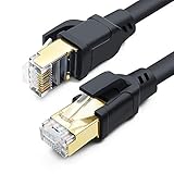 CAT 8 Ethernet-Kabel, 30 m, High Speed 40 Gbps, 2000 MHz, 26 AWG, Internet-Netzwerk-LAN-Kabel mit vergoldetem RJ45-Stecker für Router, Modem, PC, Switches, Hub, Laptop, Gaming, Xbox (schwarz, 30 m)