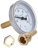 Lantelme Räucherthermometer Edelstahl inkl. Messing Hülse und Befestigungsmutter Räucherofen Räucher Thermometer Räuchertonne 7977