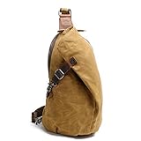 Neuleben Wasserdicht Schulterrucksack aus Canvas Vintage Unisex Herren Klein Sling Rucksack Schultertasche Umhängetasche Outdoor Sport Freizeit (Khaki)