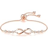 Tusuzik Damen 925 Sterling Silber Funkeln Kubisches Zirkonia Kuss Armband Akzent Unendlichkeit für Immer Armbänder für Damenelet for Women Jewelry Gift C