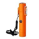 A/H Feuerzeug Mini Schlüsselanhänger, Winddichte Flammenlose Praktischer Schlüsselkette Outdoor Tactical Firestarter, multifunktionaler wasserdichter Feuerzeug (Orange)