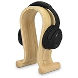kalibri Kopfhörerhalter Kopfhörerständer Universal Holz - Kopfhörer Halter Headset Halterung - On Ear Headphone Stand - Bambus Holz in Hellb