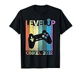 Herren Ich werde Onkel 2022 Level Up Gamer Retro Vintage Stil T-S