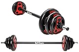 Bad Company Aerobic Langhantel-Set I Hantelset mit Langhantelstange, Hantelscheiben und Klappverschlüssen 19 kg I Schwarz/Rot mit G