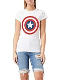Marvel Damen Avengers Captain America Distressed Shield, Weiß (White Wht) 34 (Herstellergröße: Small)-T-S