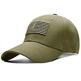 Sporty Baseballcap U.S.A. Flag Fahne USA Vintage Style Used Washed Look Retro Amerika Kappe Mütze Cap Schirmmütze Basecap (Army Green)