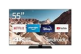 Nokia 5500A 55 Zoll (139 cm) LED Fernseher (4K UHD, Dolby Vision, HDR10, Sprachassistent, Triple Tuner – DVB-C/S2/T2), Android TV, mit Bluetooth-Fernbedienung mit beleuchteten T