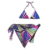 STPT Damen Bikini Set Split Body Musterdruck Fresh Sexy High Waist Bikini DREI Sets Bikini Bademode Sexy Hohe Taille Swimsuit Sport Slip Bikinihose Strandkleidung