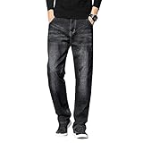 Focisa Jeans Herren Hose Jeanshose Business Weites Bein Relax Boot Cut Gerade   Jeans Lässige Elastische Lose Hosen Männliche Hosen Plus Size Jeans Neue Herren Classic 40 Schwarzg