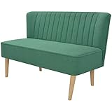 Festnight 2-Sitzer Lounge Sofa Kleines Couch Wohnzimmersofa Stoffsofa Polstersofa mit Holzrahmen 117x55,5x77cm für Wohnzimmer Schlafzimmer Büro, Grü