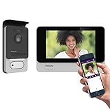 PHILIPS WelcomeEye Connect 2, smarte Video-Türsprechanlage, mit Kamera, 7 Zoll Touch-Monitor, Smartphone App, ohne Abonnement, WLAN, 2-Draht-Anschluss, 2-Familienhaus, erweiterbar, N