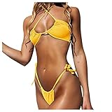 TSPRING Badeanzug MäDchen 110 Badeanzug MäDchen 116 Badeanzug Damen Bauchweg Push Up Badeanzug Damen Bauchweg Sexy Badeanzug Damen Bauchweg Mit BüGel XL Gelb