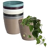 KADAX Blumentopf aus Kunststoff, ⌀ 11 – 19 cm, 7 Farben, einfacher Pflanztopf, moderner Pflanzkübel, robuster Blumentopfschutz, runder Topf (⌀ 17 cm, beige)