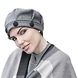 MASUMI Florence Winter Crochet Chemo Hut, Gestrickte Krebs Kappe für Frauen mit Haarausfall, Frauen Kappe für Haarausfall, Chemo-Kopfbedeckung für Frauen, Krebs Kopfbedeckung für Damen, Roya (Grau)