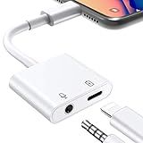 Kopfhörer Adapter für iPhone 12 Adapter auf 3,5 mm Klinkenadapter 2 in 1 Dongle Anschluss Aux-Kabel Kopfhörer-Splitter Kompatibel Konverter Headset Kabel mit iPhone 12/11/XS/XS Max/X/XR/7/8