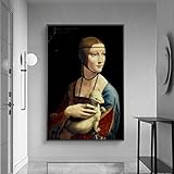 Die Dame mit einem Hermelin Berühmte Gemälde Wand Von Leonardo Da Vinci Leinwand Wandkunst Poster und Drucke Wanddekor Wandbild 85x120cm R