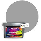 WALLCOVER Colors Wandfarbe grau für Innen 1 L Innenfarbe Moon 1F Matt | Profi Farbe Innenwandfarbe in Premium Qualität | weitere Größen und Farbtö