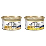 Purina Gourmet Gold Feuchtigkeit Katzen-Mousse mit Truthahn, 24 Dosen à 85 g, 24 x 85 g & Katzennahrung, Mousse mit Huhn, Packung mit 24 Dosen mit jeweils 85 g