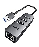 USB Ethernet Adapter[Geflochten,Aluminiumlegierung], uni USB 3.0 Ethernet Hub mit RJ45 Netzwerk LAN für MacBook(mit USB-Port-Version), iMac, XPS, Surface - Space G