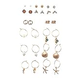 Krx 14 Paar Ohrstecker aus Legierung mit geometrischem Design für Damen und Mädchen für den Alltag., Metall, Legierung,