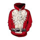 NOBCE Weihnachten Hoodie Herren Basic Kapuzenpullover Langarm Sweatshirts Classic Männer Sweatjacke 3D Druck Pullover Unisex Casual L