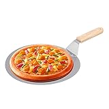 ZDAMN Pizzabrett Pizza Shovel Pizza Peel Edelstahl Holzgriff Runde Pizza Pan Pastry Tools Backformen Pizza Maker Pizzateller (Farbe : Silver, Size : 48x30.5x3.5cm)