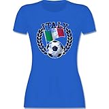 Fussball WM 2022 Fanartikel - Italy Flagge & Fußball Vintage - S - Royalblau - Italien Tshirt Damen - L191 - Tailliertes Tshirt für Damen und Frauen T-S