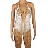 WMJL Sexy Body Chain Frauen Goldene Lange Quaste Fashion Layered Halskette Choker Schmuck Bauch Taille BH Hot Bikini Beach Harness Geburtstag Jubiläum Festival Geschenk Für Lady G