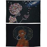 GoodsREAT Tapisserie Afrikanische Frau, Galaxie, abstrakte Blume, Afro-Wandteppich für Schlafzimmer, Teenager, Mädchen, Wandbehang, Ästhetik, für Studentenwohnheim, Wohnzimmer, doppelseitig