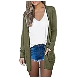 VICIKON Strickjacke Damen Lang Cardigan Damen Leichte Strickjacke Damen Herbst Winter Dünne Leichte Strickjacke Langarm Open Front Lang Casual Einfarbig Atmungsaktiv Einfarbige Blouse D