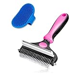 CGBE Hundebürste und Katzenbürste 2 in 1 Haustier Unterwolle Rechen Grooming Tool für Enthaarung, Matten & Verfilzungen Entfernen Shedding Bü