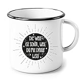 Heldenglück Emaille Tasse | Die Welt ist schön | Emaillebecher | Geschenk | Beste Freundin | Emaille Becher | Kaffeetasse | Geburtstagsgeschenk | E