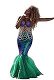 Loalirando Damen Meerjungfrau Kostüm Halloween Mermaid Bühnenkostüme Pailletten Maxirock Cosplay Karneval Abendkleid (Grün, S)