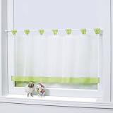 Joyswahl Bistrogardine Voile Schlaufen Scheibengardine Mia Küchen Transparenter Vorhang HxB 45x145cm Grün 1er Pack